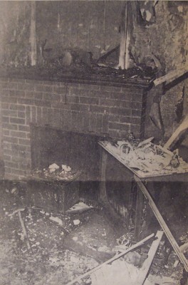 A fire which threatened the lives of an elderly London couple Wednesday night is believed to have started in this living room where flames rose up the front wall and licked into the attic. (By Sam McLeod - The London Free Press)