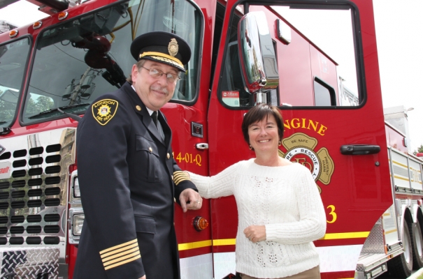 Fire Chief John Kobarda and Mayor Joni Baechler at the official opening of London Fire Department Station 7. (Mike Donachie/Metro)