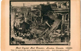 Reid's Crystal Hall disaster July 16, 1907 Dundas St, south side, west of Clarence St