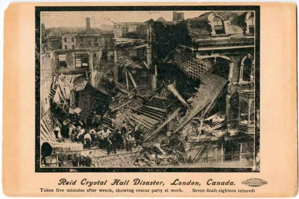 Reid's Crystal Hall disaster July 16, 1907 Dundas St, south side, west of Clarence St