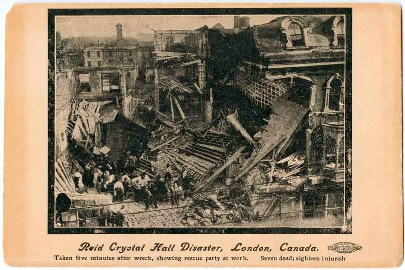Reid's Crystal Hall disaster July 16, 1907  Dundas St, south side, west of Clarence St
