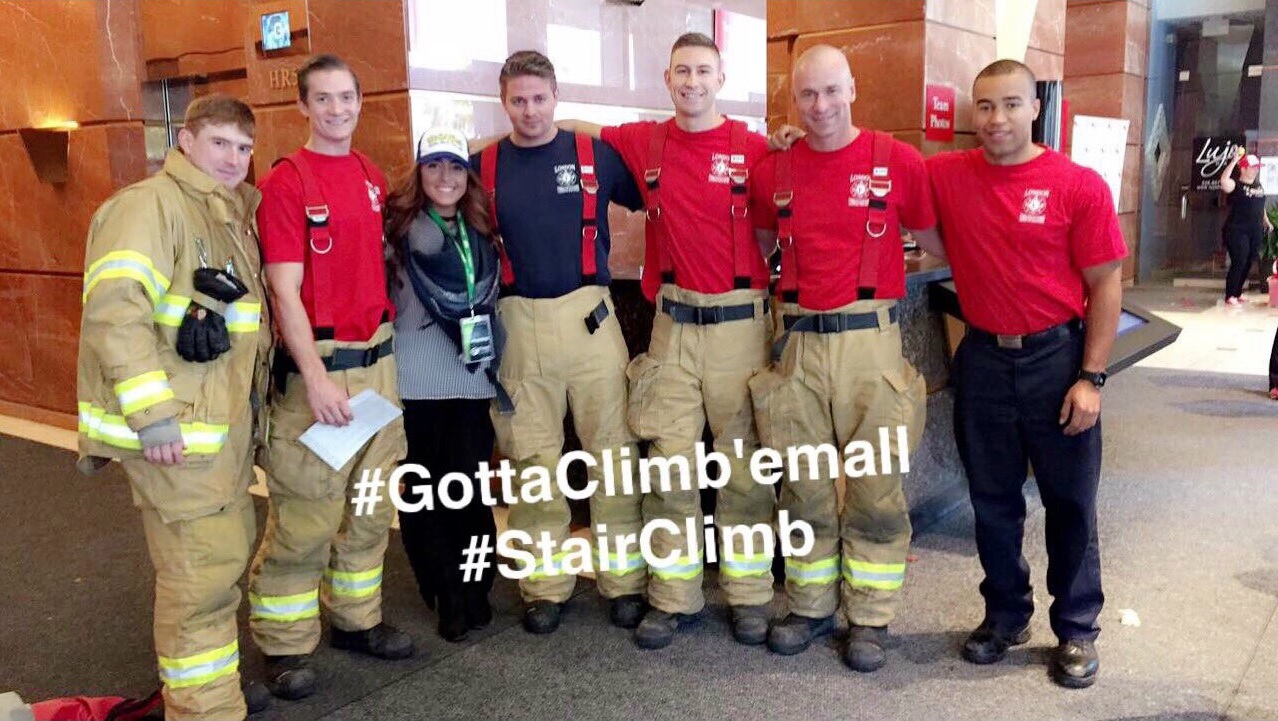Lambton Fire students posing before the stair climb