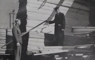 Fire Prevention Officer investigating a fire in a lumber yard