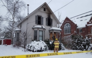 Richmond Street is taped off following an overnight fire