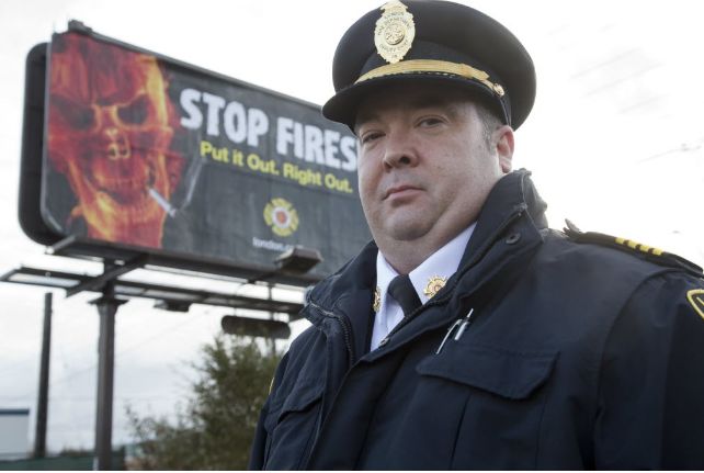 Assistant deputy fire chief Jack Burt says the fire that killed a woman yesterday was caused by careless smoking. (DEREK RUTTAn, The London Free Press)