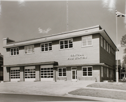 Central fire hall, 340 Waterloo Street, opened July 15, 1957.