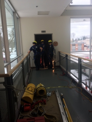 Fire Fighters doing elevator training at HQ