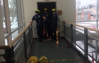 Fire Fighters doing elevator training at HQ