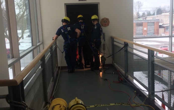 Fire Fighters doing elevator training at HQ