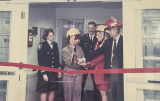 Official launch of computer-aided dispatch system in London, Ontario. (L-R Supervisor of Communications Deborah McCutcheon, Deputy Mayor Anne Marie Decicco, Fire Chief Designate Dave Hodgins, Mayor Dianne Haskett, Fire Chief Gary Weese (ret.))