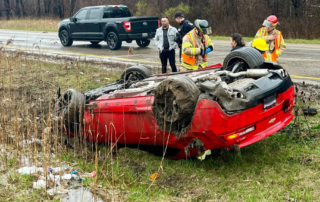 London, Ont. fire crews responded to a rollover collision on Highbury Avenue on April 12, 2024. (Source: London Fire Department/X)