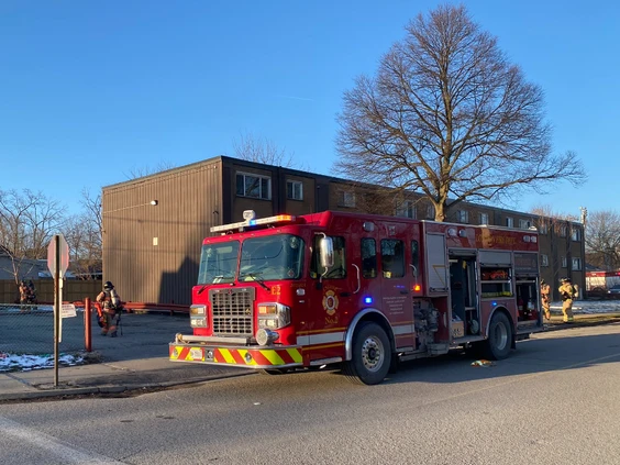 London firefighters battle a blaze that did $400,000 damage to a three-storey apartment building at 852 Trafalgar St. in London, Ont., on Friday, March 22, 2024. (London Fire Department photo)