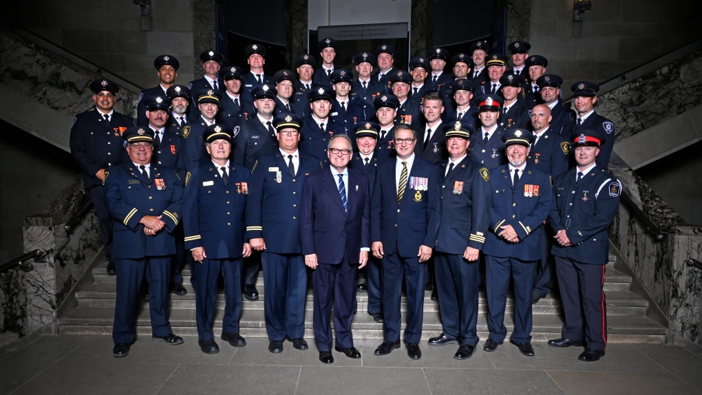 London, Ont. Ontario Medal for Firefighter Bravery recipients on June 17, 2024. (Source: Government of Ontario)