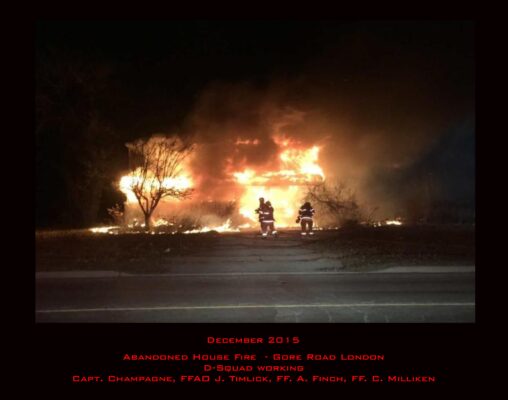 Firefighters working at a fully involved house fire on Gore Rd